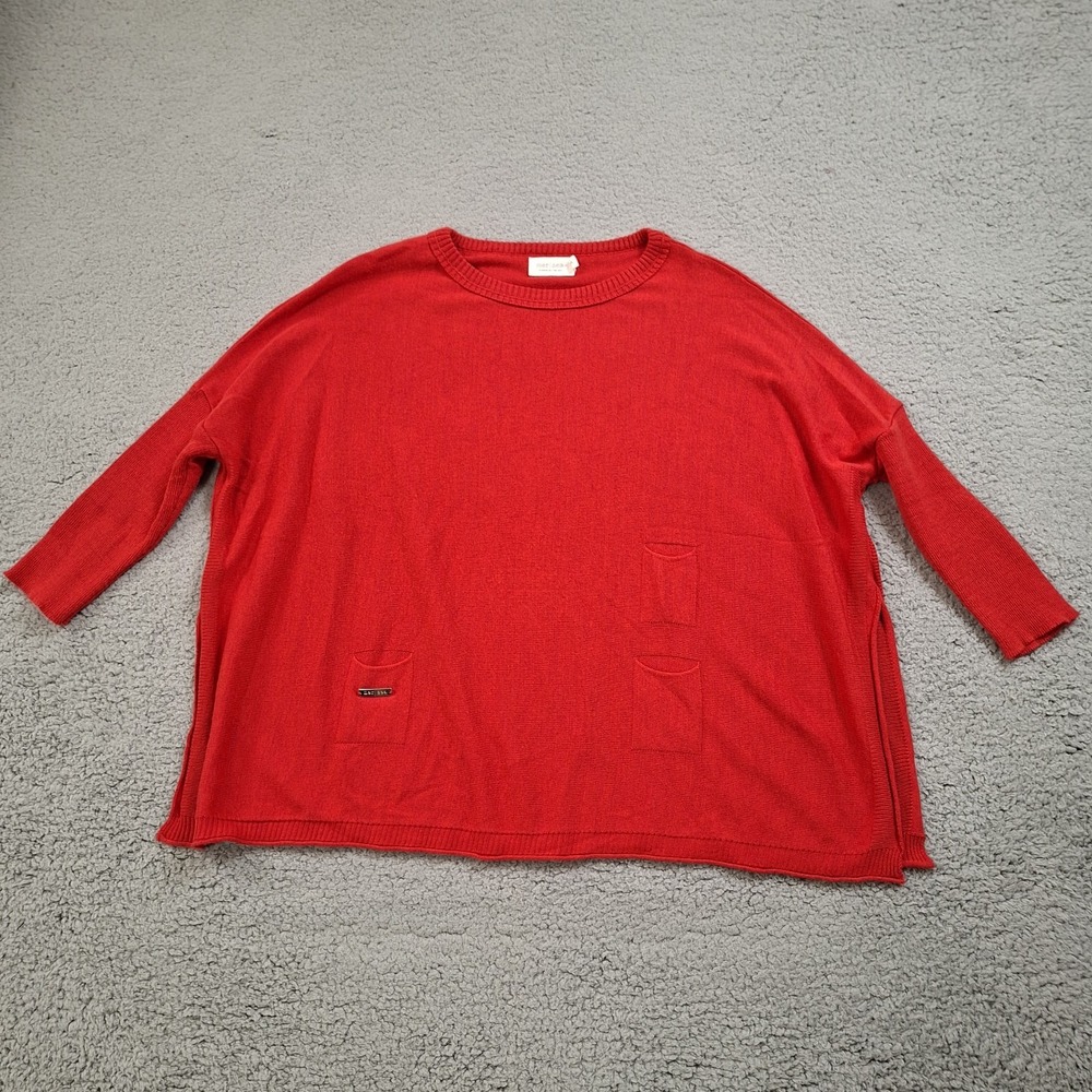 Mer Sea Mersea Catalina Travel Sweater Women's M O/S Oversized Pockets Red Cozy